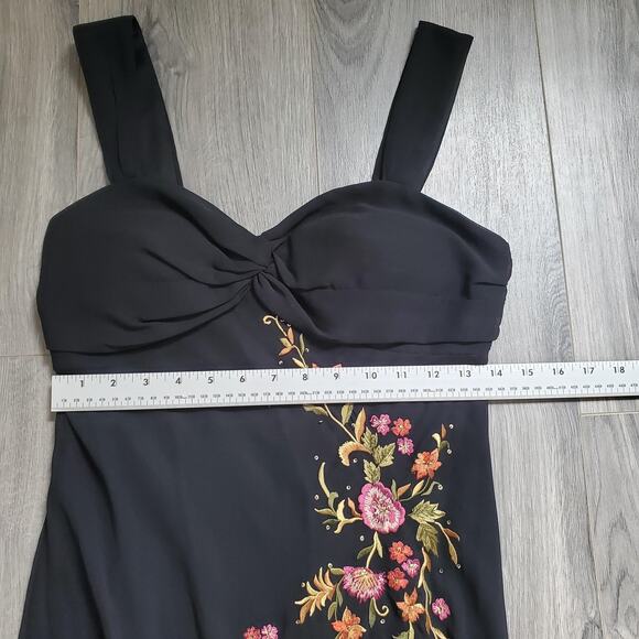 Y2K Whimsigoth Fairy Dress Womens 6 Floral Embroidered Maxi Formal Gown Elegant - Picture 9 of 12